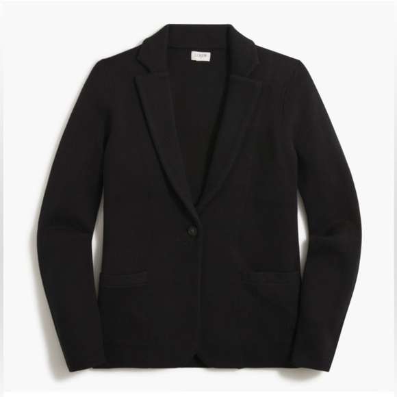 J. Crew Jackets & Blazers - J. Crew 100% cotton knit Petite black Schoolboy Sweater Blazer PL